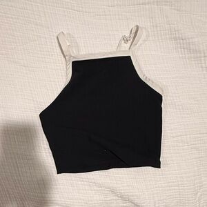 Abercrombie YPB cropped black and white workout tank top
